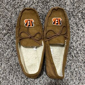 Brown Suede Moccasins with Bengals Logo